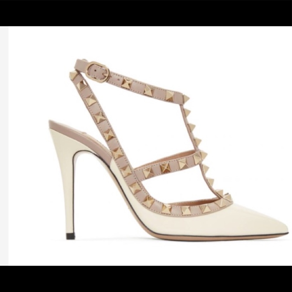 Authentic Valentino cream/nude rock stud pumps 37 - Picture 1 of 8
